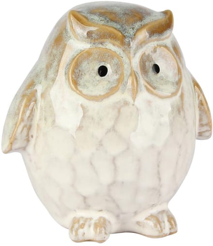 Dekoratief | Uiltje, wit/grijs/beige, porselein, 9x8x10cm | A255113