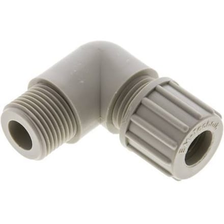 10x8mm & G3/8'' PP L-Vorm Knelfitting Buitendraad 10bar