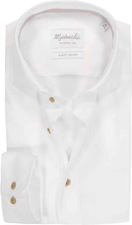 Michaelis slim fit heren overhemd - twill - wit