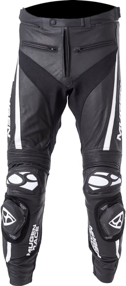 MUGENRACE RBRS-1 Zwart Witte Leren Broek - Broek