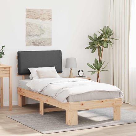 vidaXL - Bedframe - met - Gevoerde - Hoofdbord - Donkergrijs - 90 - x - 200 - cm
