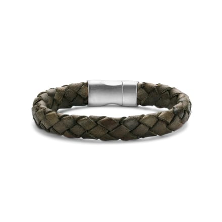 Frank 1967 bracelet brown braided leather 20cm ips