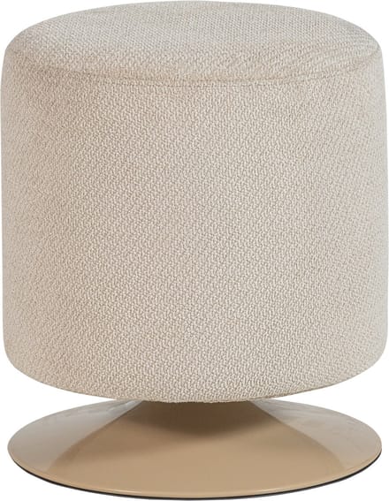 WOOOD Islen Poef Met Draaivoet - Bouclé - Beige - 47x39x39