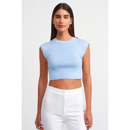 Dames Mouwloze Geribbelde Cropped T-shirt