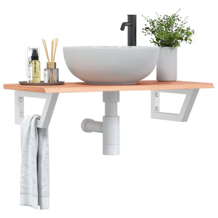 vidaXL - Badkamer - wandschap - staal - en - massief - eikenhout