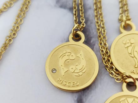 Mei's - Muse Zodiac Vissen - ketting dames - RVS goud - 45 t/m 50 cm