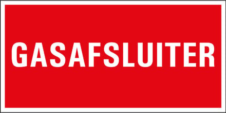 Brandbestrijding gasafsluiter sticker 150 x 75 mm