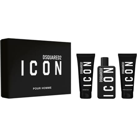 DSquared² Icon Pour Homme 100ml EDP Spray / 100ml After Shave Balm / 100ml Shower Gel