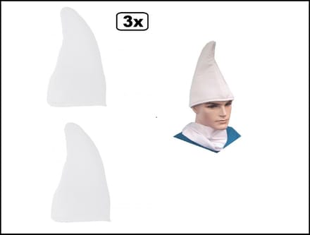 3x Kabouter / smurfen muts wit - carnaval smurf muts kabouter wit optocht festival