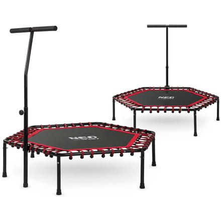 Neo-Sport fitnesstrampoline met handvat 127 cm - zeshoekig rood