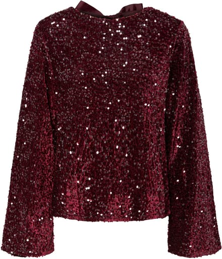 Pieces blouse met lange mouwen PCKAM PAILLETTEN STRIK