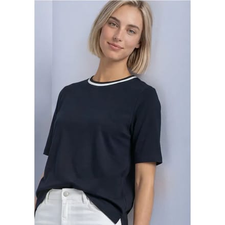 Shirt met ronde hals en contrasterend detail