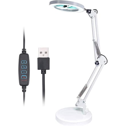 Vergrootglas Vergrootglas met 64 LED's Bureaulamp Tafellamp 8x Vergroting 10 Niveaus Verstelbaar wit