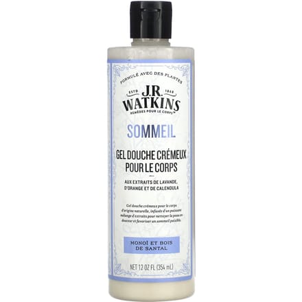 J R Watkins, Sleep, Creamy Body Wash, Monoi & Sandalwood, 12 fl oz (354 ml) white