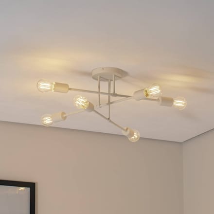 HELAM Cambridge plafondlamp, 6-lamps, zandkleurig, metaal