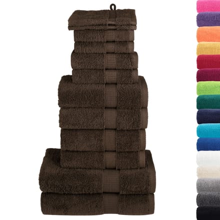 vidaXL - 12-delige - Handdoekenset - SOLUND - 600 - g/m² - bruin