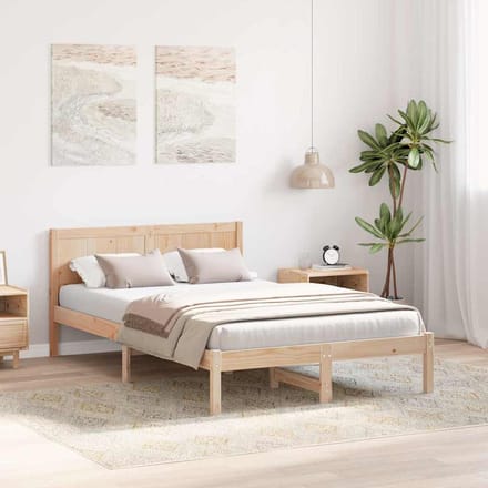 vidaXL - Bedframe - Bruin - 140 - x - 190 - cm - Massief - grenenhout