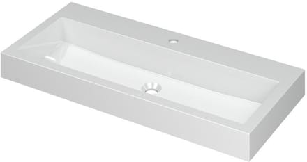 INK Momento Wastafel Polystone met 1 Kraangat - 1000x450x90 mm - Glans Wit