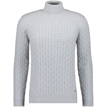 Ragman Trui Knitted Cable Design Rollneck Cotton Cashmere Licht Grijs / male