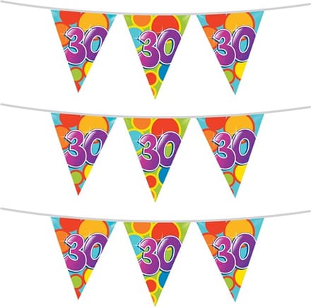 Haza Vlaggetjes 30 jaar - leeftijd verjaardag - 3x stuks - plastic 10m
