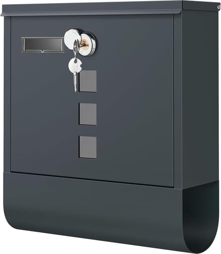 Wall Letterbox with Copper Lock Cylinder - Easy Installation and Newspaper Compartment - Anthracite GMB20AG