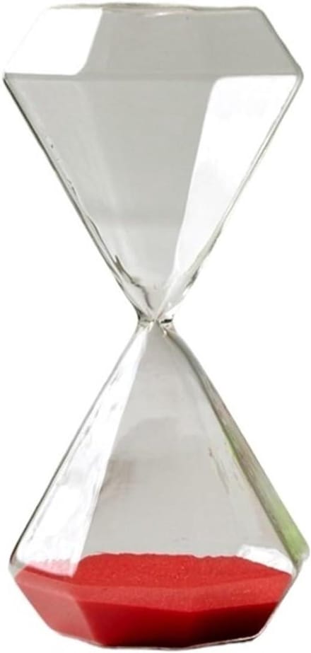 Zandloper set - Glazen timer - Tijd bijhouden - Diamant styling - 2 stuks - Rood en transparant