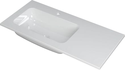 INK® Faktor wastafel polystone links met 1 kraangat, 100x45x1,5cm, glans wit