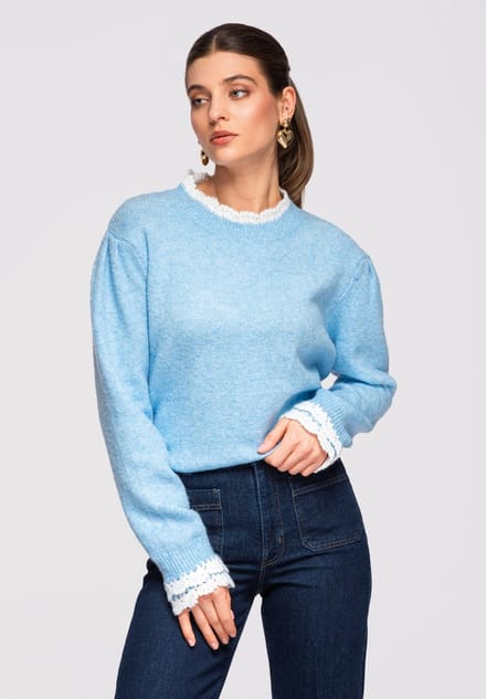 OMBRE Trui - Regular Fit - Lange Mouw - Geen Sluiting Blauw ONESIZE