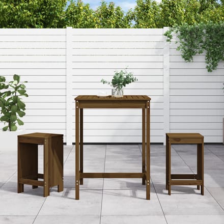 vidaXL - 3-delige - Tuinbarset - massief - grenenhout - honingbruin