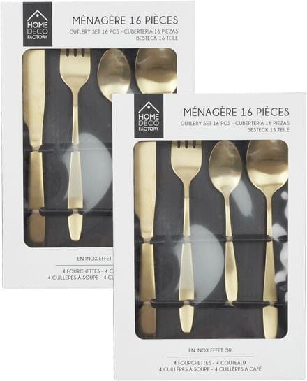 Home Deco Factory Bestekset Tableware Collection - 32 delig - goud - RVS - 8 personen