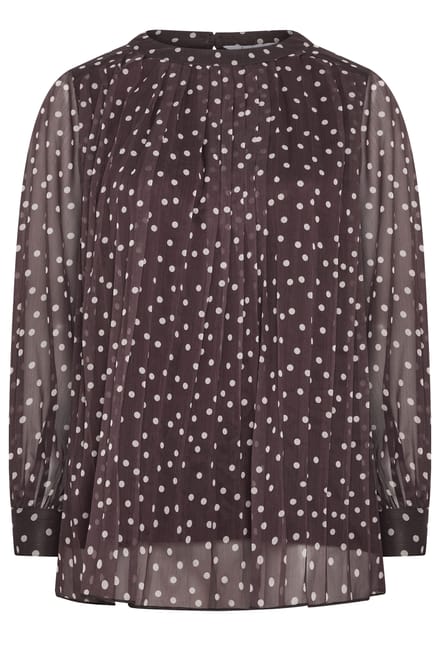 Yours London Chocoladebruine Blouse Met Stippen Size 38