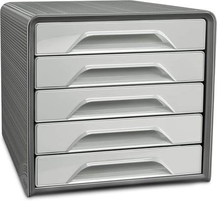 Documenten Opbergunit - Ladenblok - Bureau Organisatie - Robuuste Eénstuk Constructie - 5 Laden - Donkergrijs Lichtgrijs