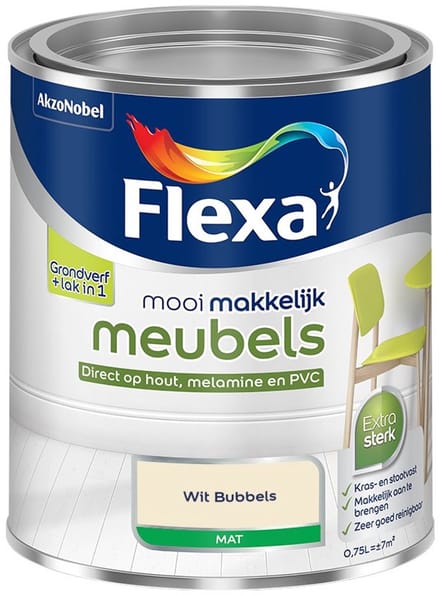 Flexa - Mooi Makkelijk Meubels Mat - Wit Bubbels - Mengverf - 750 Ml