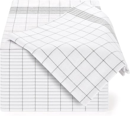 Famanu - Premium set van 10 theedoeken 50x70 cm, gestreept design, grijs