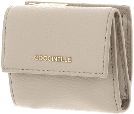 COCCINELLE Leren portemonnee Metallic Soft Wallet Grained Leather Sandshell beige