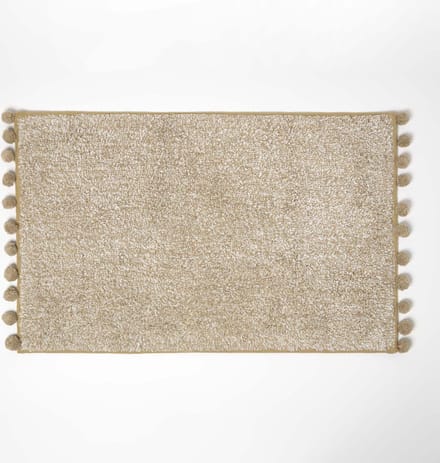 Homescapes badmat beige gemêleerd met pompons, 50 x 80 cm - katoenen getufte badmat