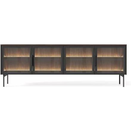 Selsey Lumi - TV-meubel met glazen fronten en LED, Dunin eiken, 181 cm