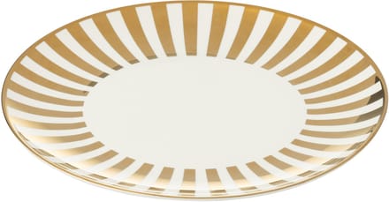 J-Line bord Gestrepen - porselein - goud/wit - large