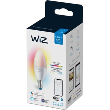 WiZ Kaarslamp - Gekleurd en Wit Licht - Slimme LED Verlichting - E14 fitting - 40W - Mat - Wi-Fi