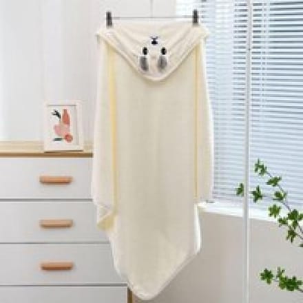 Fleece Badcape met Capuchon - 80x80 cm - Creme - Dier - Beer - Baby - Kraamcadeau - Babycape