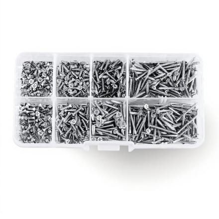 Dailygoods- Zelftappende Schroeven 800 Stuks - Assortiment Kit - Platte Kop - Vernikkeld Koolstofstaal - Houten Meubels - Hersluitbare Doos