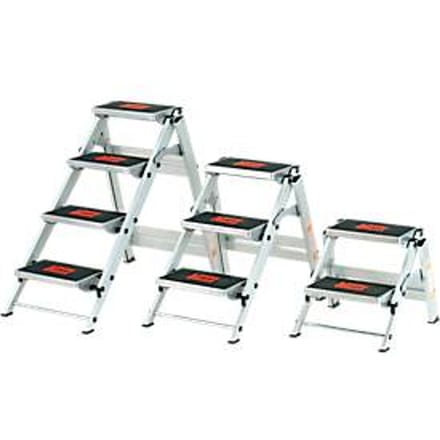 Veilligheidstrap, zonder beugel, aluminium, 2 treden