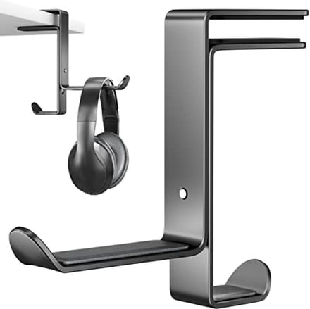 Hoofdtelefoonhouder met kabelorganizer, instelbare headsetstandaard voor gaming headset en Bluetooth-headset, zwart
