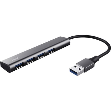 Trust Halyx-4-port 24947 USB-hub 1 + 4 poorten USB-A USB 3.2 Gen1 5 GBit/s Donkergrijs