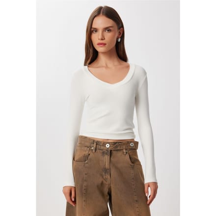 Slim Fit V-hals Lange Mouwen Blouse