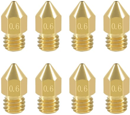 Daity Set van 8 - 0,6 mm MK8 extruder nozzles - Accessoires voor 3D-printers met MK8 nozzle - Printkoppen
