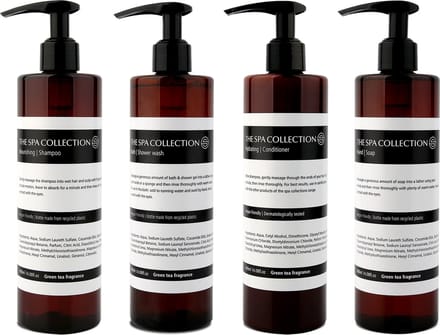 The Spa Collection Green Tea - Shampoo + Conditioner + Douchegel + Handzeep - 400 ml pompfles - Set van 4 stuks