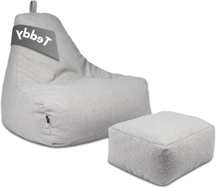 Zitzak set - Lounge stoel - Ontspannen thuis - Zachte teddy stof - XL - Grijs