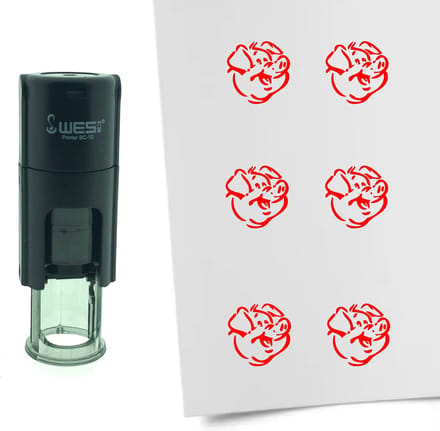 CombiCraft Stempel Varken 10mm rond - rode inkt