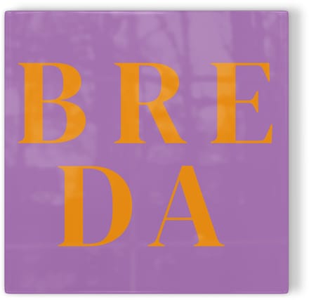 Tegeltje Breda - paars oranje - tegeltje stad - tegeltje met tekst